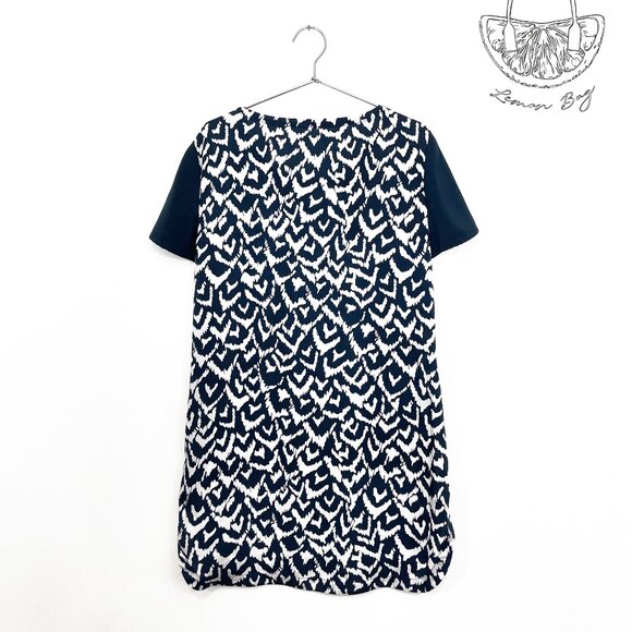 DKNYC / Abstract Pattern Short Sleeve Top Tunic  / Dark Blue White Color/ Size S - Picture 3 of 6